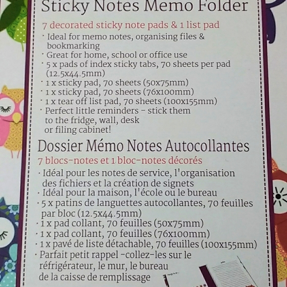 Whimsical Owl Sticky Notes Folder - Picture 2 of 5